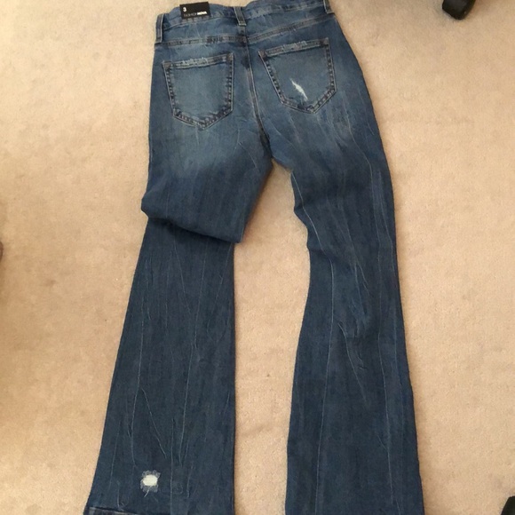 Distressed medium blue flare denim - Picture 2 of 2